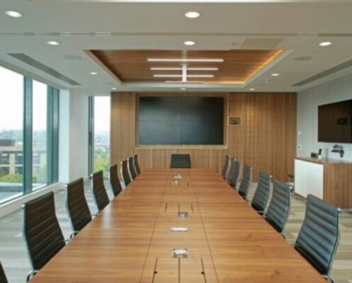 Mẫu vách ốp tường đẹp giúp chống ồn, chống vang hiệu quả cho phòng họp 